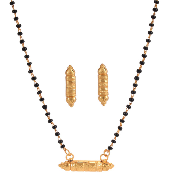Kriaa Gold Plated Austrian Stone Mangalsutra With Earrings